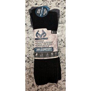 Realtree 3 Pair Heavyweight Wool Blend Work Crew Socks Mens 6-12